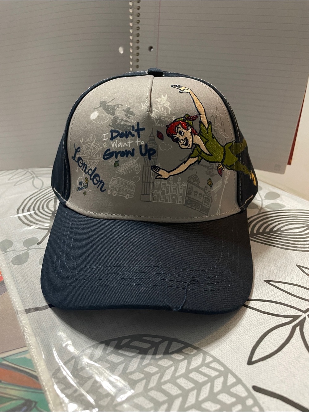 Disney Peter Pan Navy, Gray and Green Graphic Cap